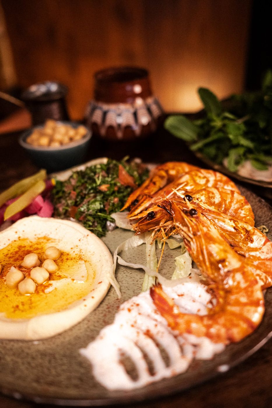 Assiette scampis grillés